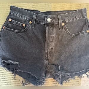 Levi's Button-fly Distressed Black Jean Shorts